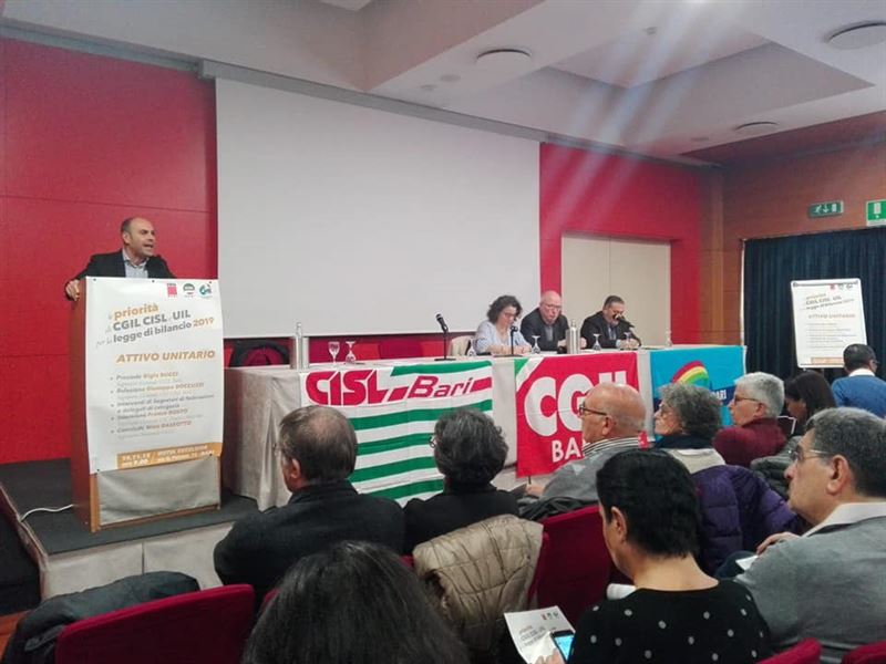 19 Novembre Attivo unitario di Cgil, Cisl, Uil Bari sulla Legge di Bilancio 2019