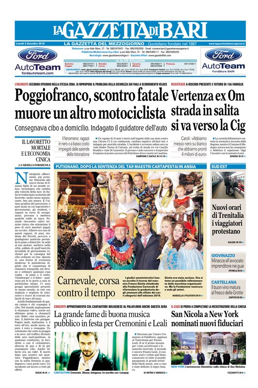 3 Dicembre La Gazzetta del Mezzogiorno