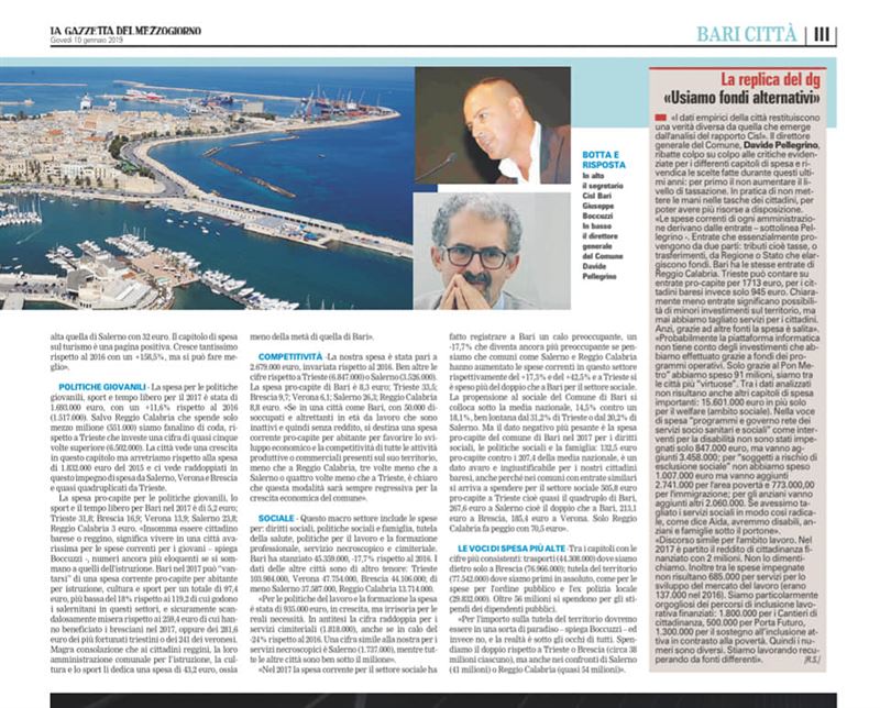 La Gazzetta del Mezzogiorno 10 gennaio 2019