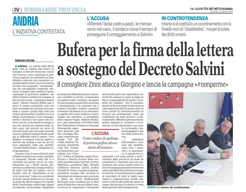 La Gazzetta del Mezzogiorno 13 gennaio