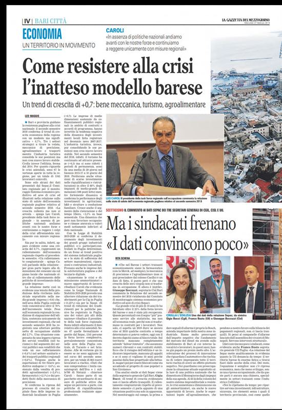La Gazzetta del Mezzogiorno 27 febbraio