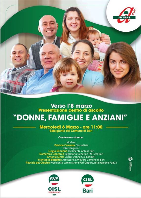 VERSO L’8 MARZO PRESENTAZIONE DEL CENTRO DI ASCOLTO “DONNE, FAMIGLIE E ANZIANI”