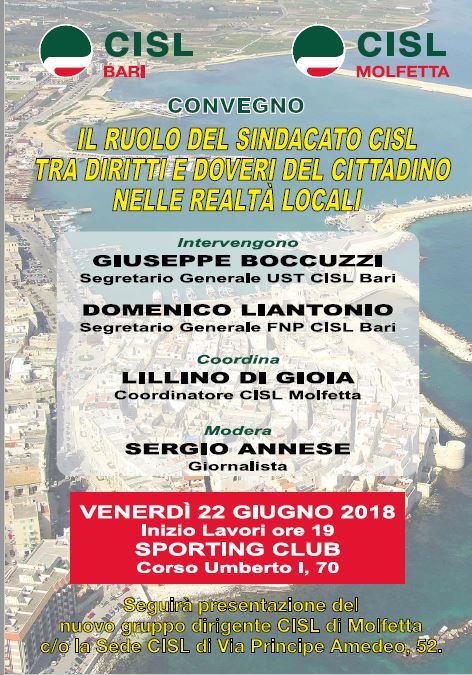 IL RUOLO DEL SINDACATO CISL TRA DIRITTI E DOVERI DEL CITTADINO NELLE REALTA’ LOCALI