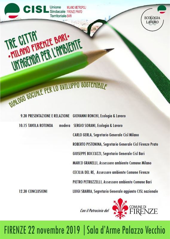 Tre città -Milano Firenze Bari- Un'agenda per l'ambiente