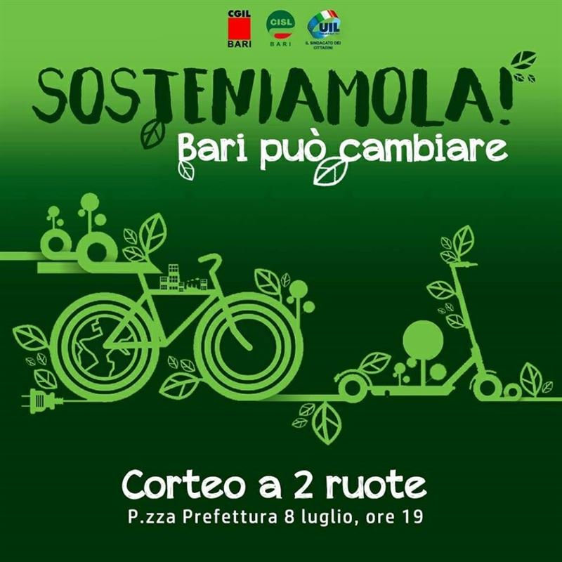 8 Luglio Bari Corteo a 2 ruote: Sosteniamola Bari può cambiare